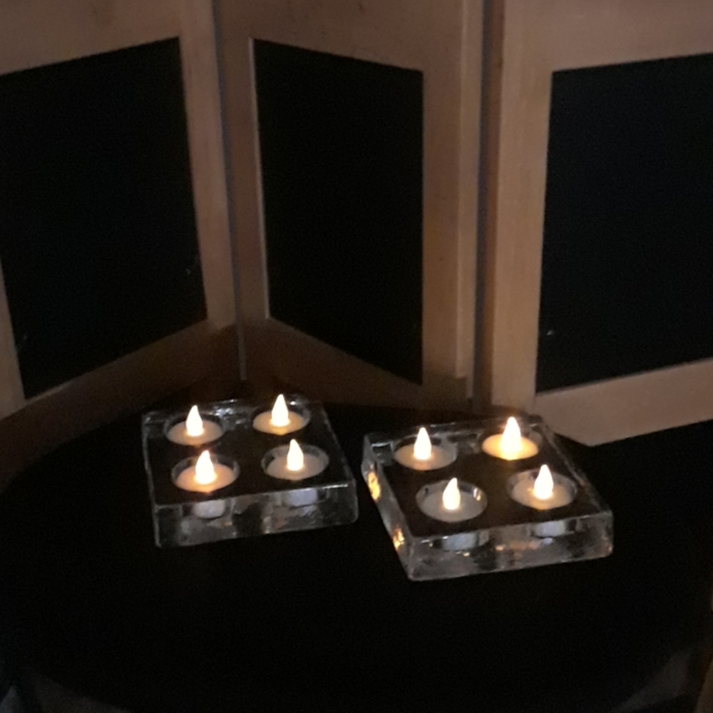 Glass Block Tea Light Candle Holders NWOT